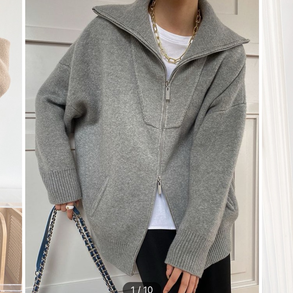 Oversized double zipped cardigan